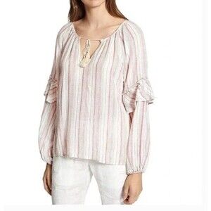 Used Sanctuary Yucca Boho Top in Desert Stripe XLarge white pink bohemian E83